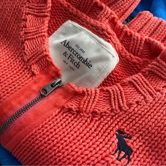 Abercrombie and Fitch Zip Orange Sweater / Crop Cardigan - Picture 2 of 5